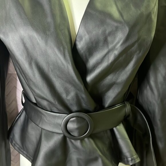 PRIVY Privately Privileged Belted Faux Leather black Jacket - Picture 2 of 8